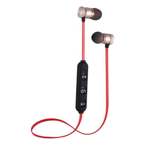 Auriculares Bluetooth Deportivos Recargables Usb Manos Libre Color Rojo