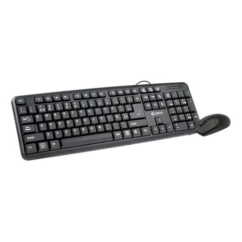 Kit Teclado Con Mouse Teros Para Pc Escritorio Oficina Color del teclado Negro