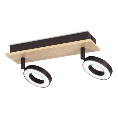 Aplique 2 Luces Rielves Negro Madera Led Movil 901203 Rd