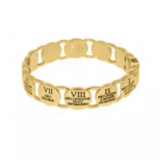 Pulseira Bracelete Dourado 10 Mandamentos Verniz Italiano