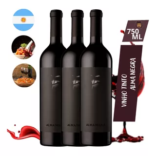 Vinho Tinto Alma Negra M Blend Original 750ml - 3 Unidades