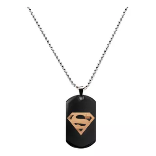 Collar Con Colgante Acero Superman Negro