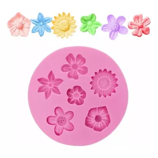 Molde Silicona 6 Flores  Fondant Porcelana Fria 