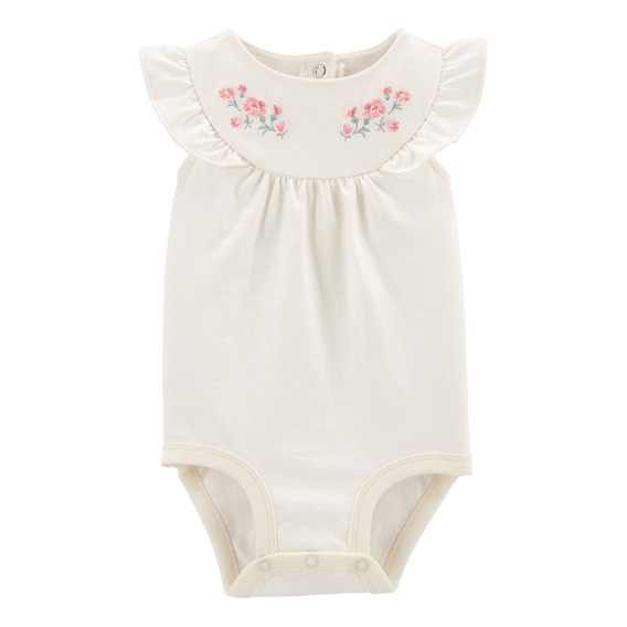 Body De Algodón Con Bordado Floral Niña-bb Oshkosh