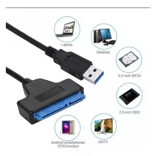 Cabo Adaptador Usb 3.0 Para Sata Iii Hd Externo 2.5 Ssd Hdd Cor Preto