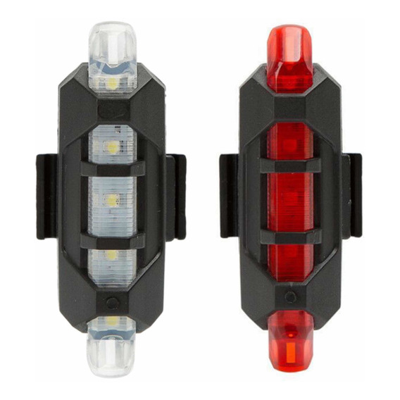 Combo Luces Recargable Usb Bicicleta  Blanca Y Roja Luz Par