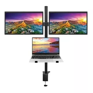 Soporte Doble 2 Monitor Y Notebook Brazo Escritorio B50