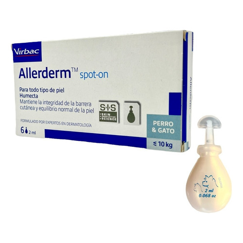 Virbac Allerderm Spot-on Caja Con 6 Pipetas 2 Ml = 10 Kg