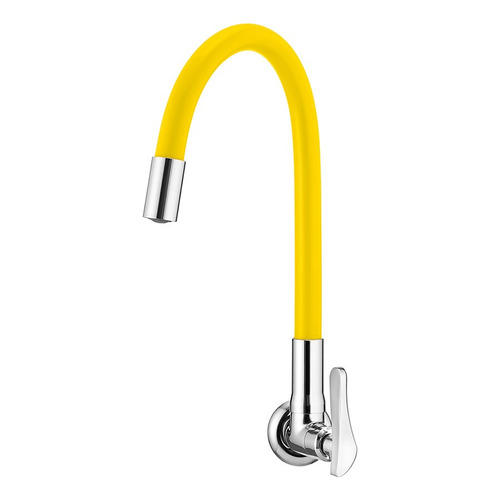 Torneira de cozinha monocomando Lorenzetti Loren Flex 27 1178 amarelo e cromo acabamento cromado