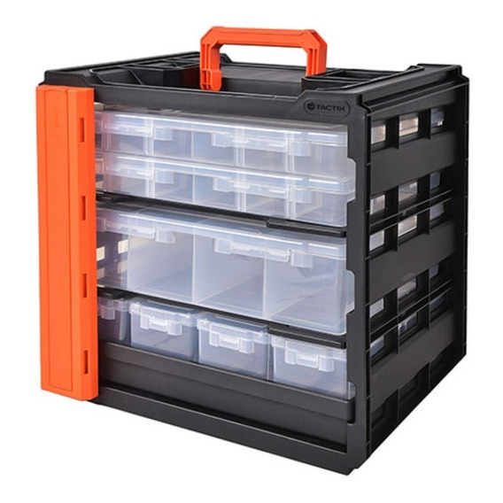 Caja De Herramientas Gavetero Tactix Organizador 3 Cajones Color Negro