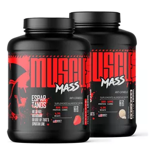 Kit 2x Muscle Mass Hipercalórico - Espartanos Sabor Baunilha E Morango