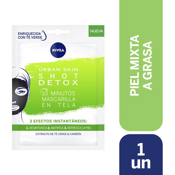 Mascarilla En Tela Nivea Urban Skin Shot Detox 10 Minutos