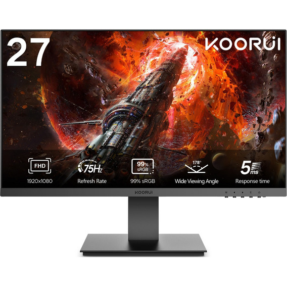 Monitor Gamer Koorui 27 Ips 75 Hz 99% Srgb Lcd Fhd 1080p Hdm