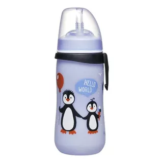 Botella Con Bombilla 330 Ml Anticólicos Pingüino, Nip Color Azul