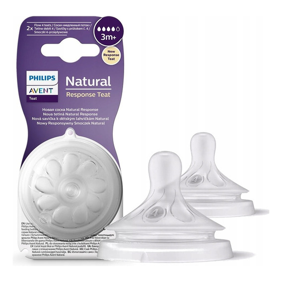 2 Tetinas +3m Para Mamadera Natural Response Avent Philips