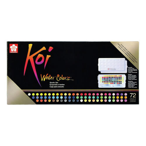 Set De Acuarelas Koi 72 Pastillas Con Pincel De Agua Color Multicolor