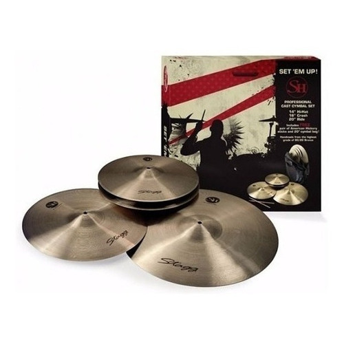 Set De Platillos Stagg Sh B20 Hi Hat + Crash + Ride + Funda