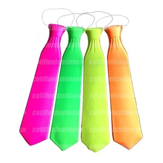 10 Collares Fluor Corbata Plastica 43cm Carnaval Carioca