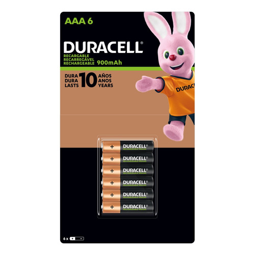 Duracell pack 6 pilas AAA recargables 900mAh 1.2V
