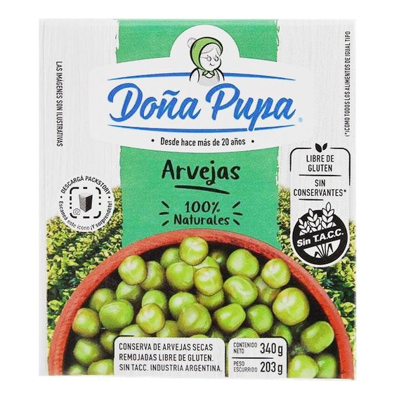 Arvejas Secas Remojadas Doña Pupa 340 Gr