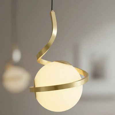  Colgante 1 Luz Helix Dorado Globo Opal Apto Led E27 Ld Dorado