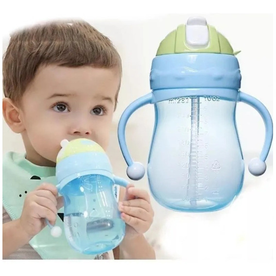 Vaso Pitillo Entrenador Antiderrame Bebe Con Tapa  10 Onzas 