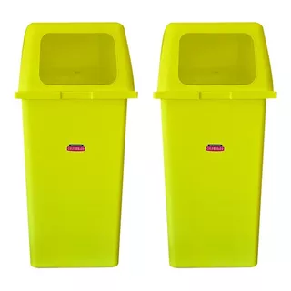 Tacho De Basura Adosable Tapa Buzon 100 Lts X2 - Colombraro Color Verde