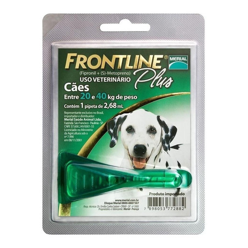 Pipeta antiparasitario para pulga Merial Frontline Plus para perro de 20kg a 40kg