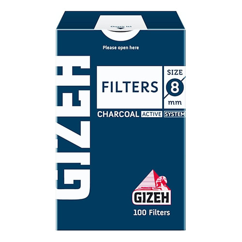 Gizeh filtro carbón activado 8mm de 100 unidades