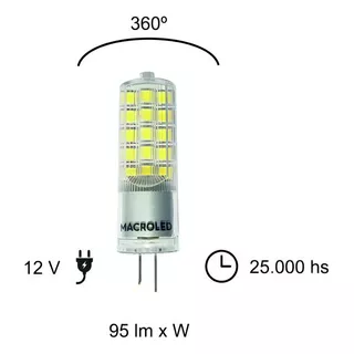 Lampara Bipin G4 - 4w - 12 V Blanco Calido Macroled