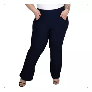 Roupa Feminina Calça Flare Cós Alto Plus Size +56