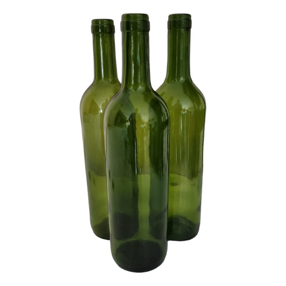 60 Botellas Vidrio Verde 750ml C/corcho Estándar P/vino
