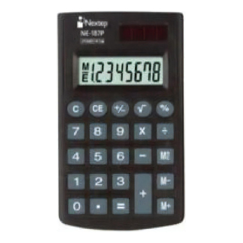 Calculadora Nextep 8 Dígitos De Bolsillo Con Cartera Ne /v Color Negro