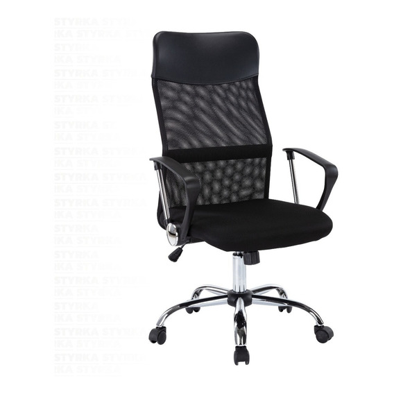 Silla De Escritorio Ejecutiva Styrka Mod Génova Ergonómica Color Negro