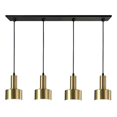  Colgante 4 Luces Nero Dorado Apto Led E27 Deco Luz Desing Dorado