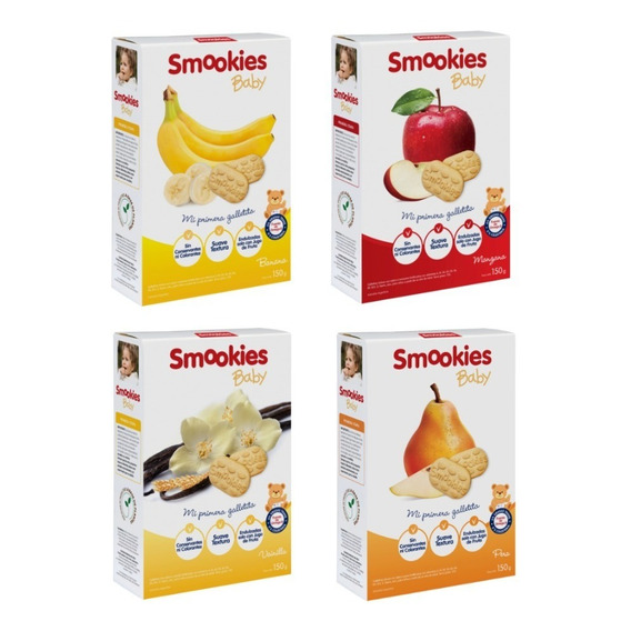 Galletitas Smookies Baby 150gr Snack Bebe Saludable Pack X4