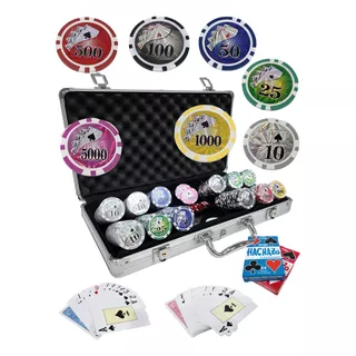 Juego Poker 300 Fichas 11gr $ Numeradas Malet Alum. C/cartas