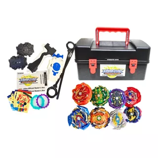 Maleta Beyblade Completa 8 Beyblade+ 3 Lançador + Acessórios