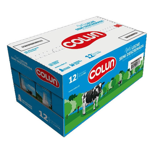 Pack Leche Semidescremada Colun 12 Un De 1 L