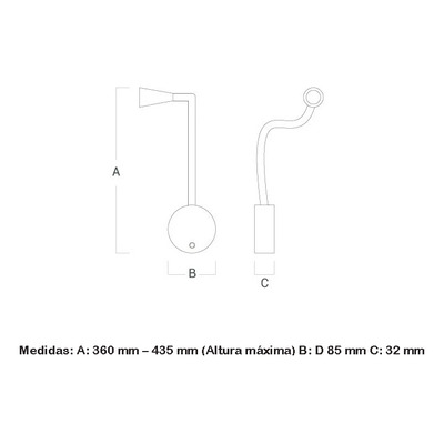 Aplique Led Moderno Cabecera Con Tecla Waller C Negro Vk