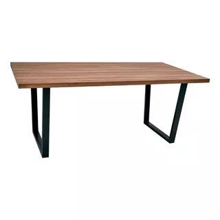 Mesa De Living Comedor Cocina Patas De Hierro Peyton Tapa Marrón Patas Negro