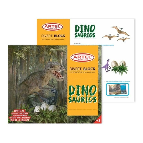 Block Dibujo Divertiblock Dinosaurio Artel