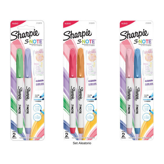Destacadores Sharpie Note Pasteles Blister X2 Color Multicolor