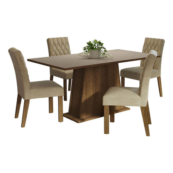 Mesa de comedor de madera con 4 sillas Ashley Madesa Rcri, color rústico/crema/imperial