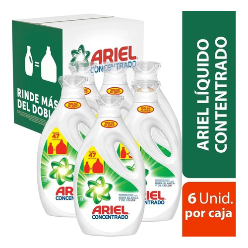 Pack 6 Botellas Detergente Ariel Power Liquid 1,8 Lt