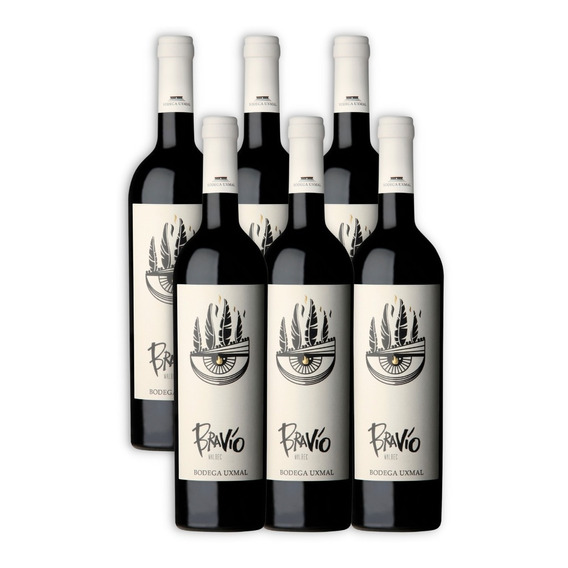 Vino Bravío Malbec X6u 750ml Esmeralda Mendoza