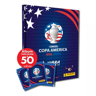 Pack 1 Album Tapa Dura + 50 Sobres Copa America Usa 2024