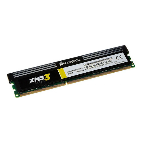 Memoria RAM XMS3 color negro  4GB 1 Corsair CMX4GX3M1A1333C9