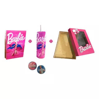 Libreta Profesional Barbie Escolar + Termo + Caja Pa' Regalo