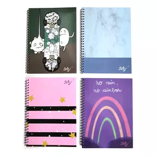 Cuaderno De 96 Hojas Rayado Con Espiral, Sote Pack X4